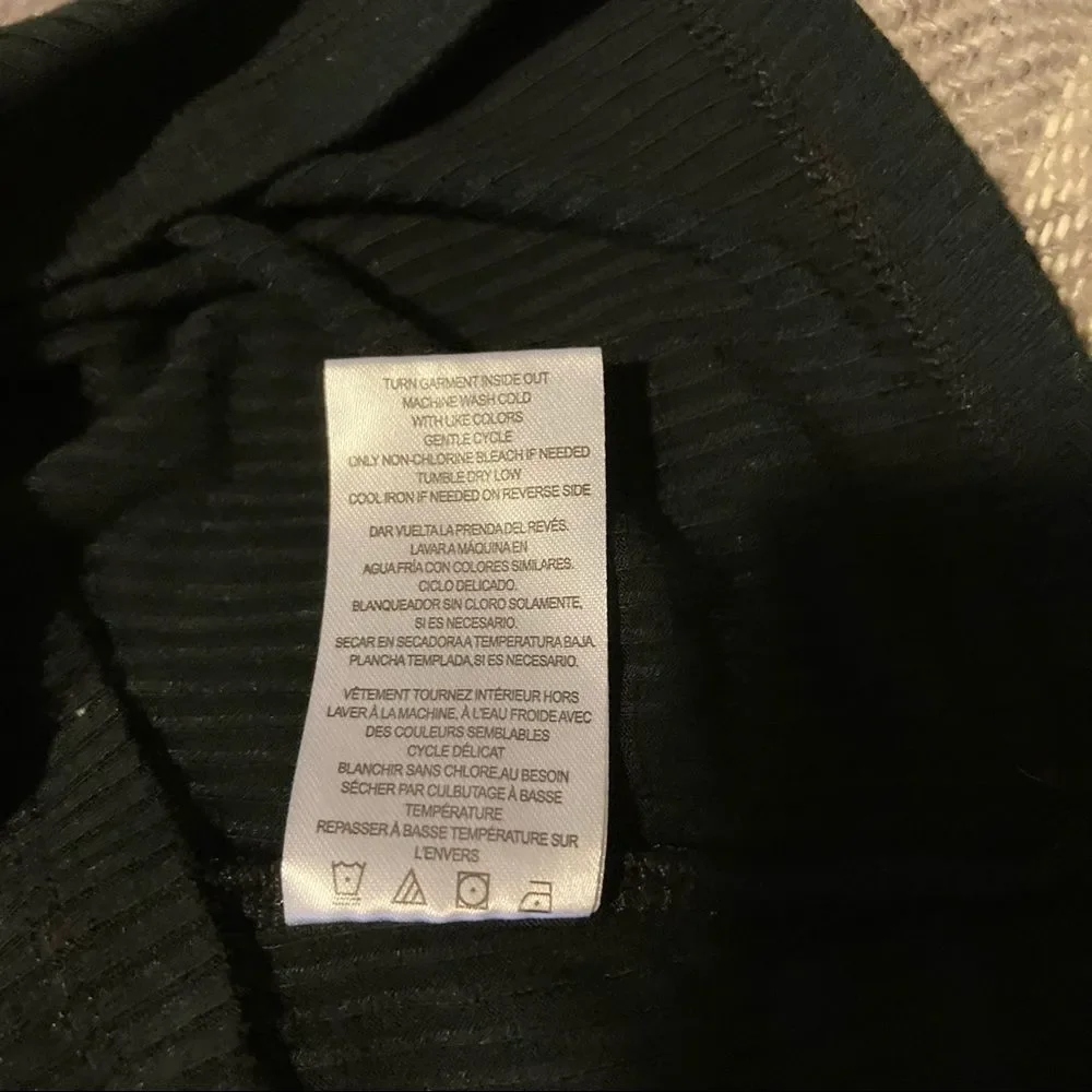 Criss Cross Sexy Black Ribbed Crop Top Sweater by ALMOST FAMOUS Womens Medium